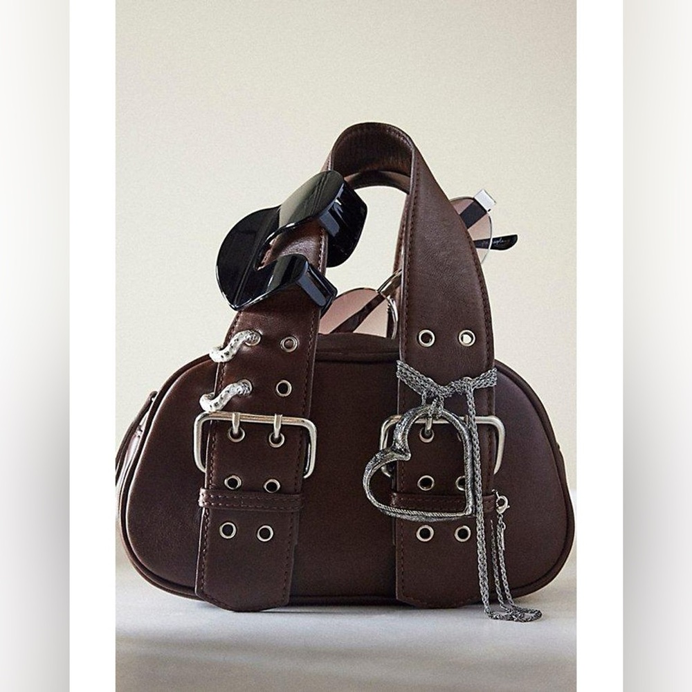 New Free People Say Yes Leather Handbag- Black - Picture 7 of 7